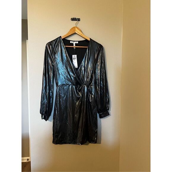 BCBGeneration Women’s Small Metallic Iridescent Surplice Sheath Mini Dress NWT - Picture 4 of 13